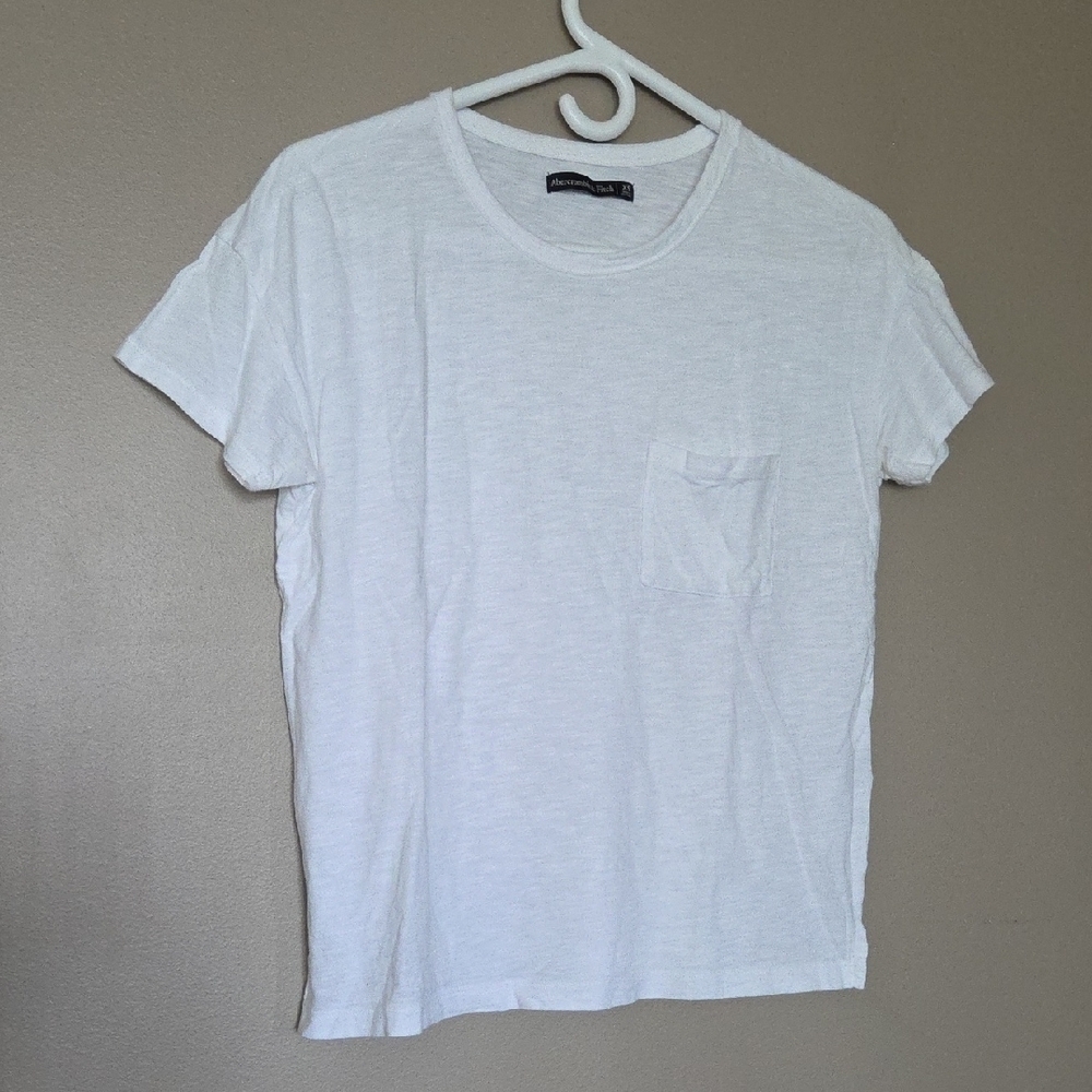 Abercrombie & Fitch White Heathered Crew Neck Tee Size XS